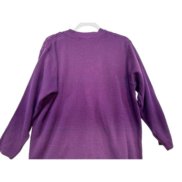 Adolfo Collectibles Womens Embroidered Cardigan Sweater M Purple Cottagecore - Picture 9 of 9